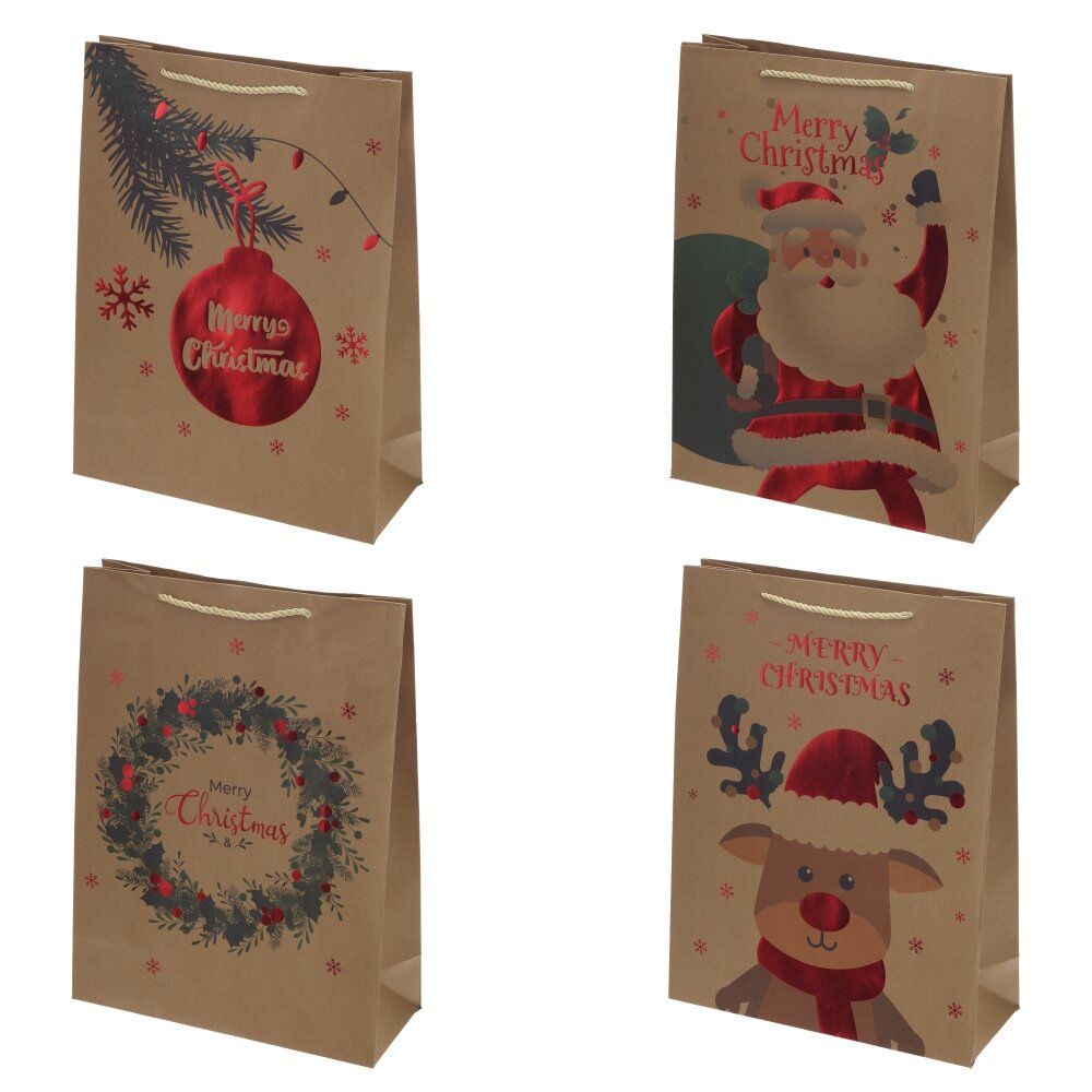 GAEM Пакет подарочный L (бумага 210г/м2, блок 12шт), L30 W12 H40 см, 4в.