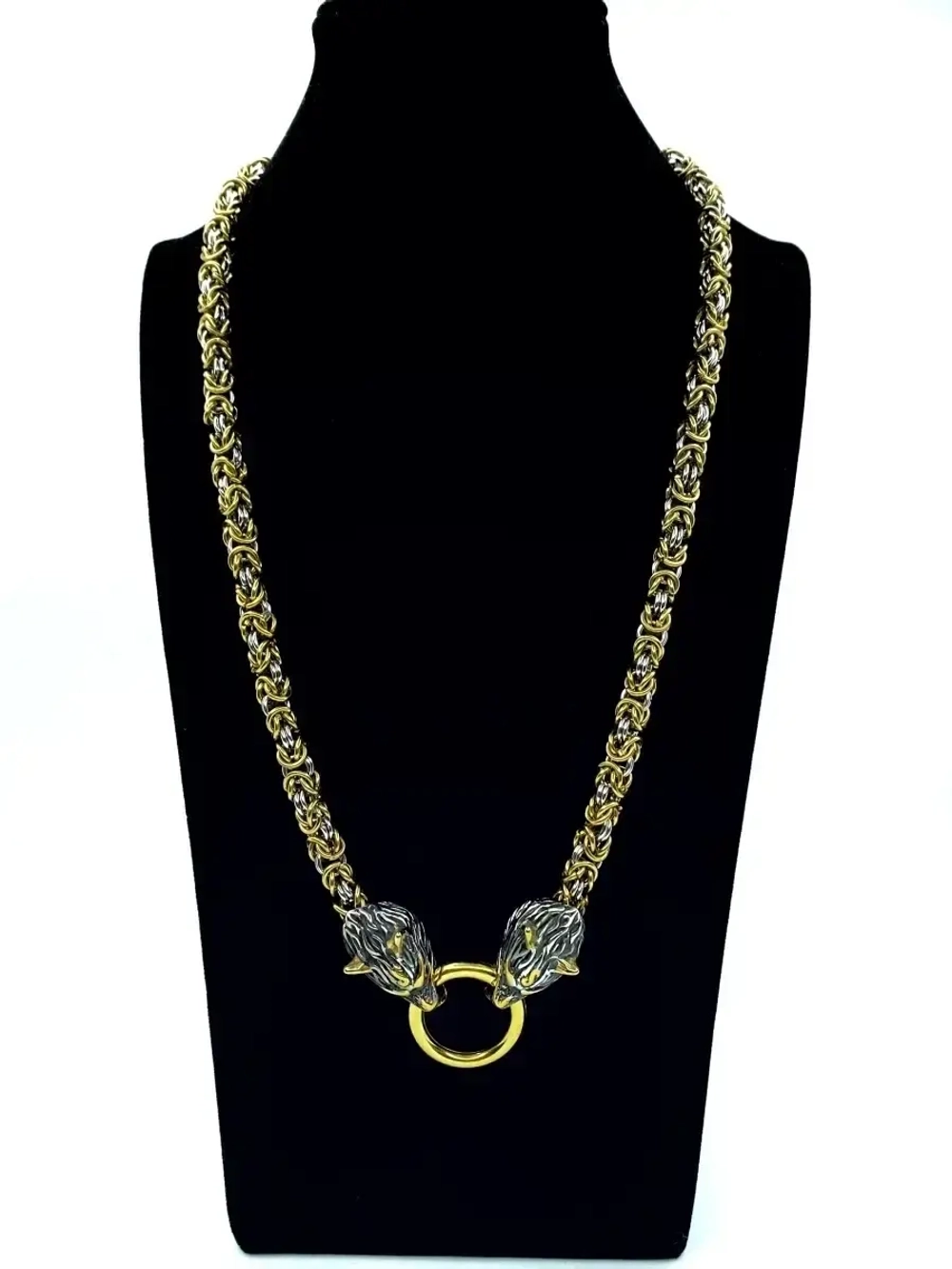 Массивная широкая цепочка Steel Rage из стали с волками