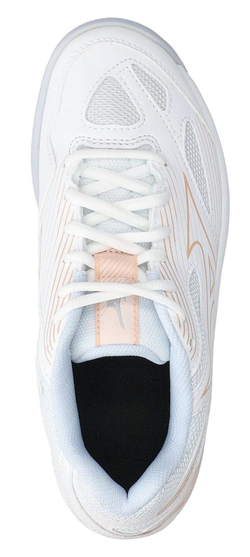 Женские кроссовки для бадминтона/сквоша Mizuno Cyclone Speed 4 - white/peach parfait/halogen blue