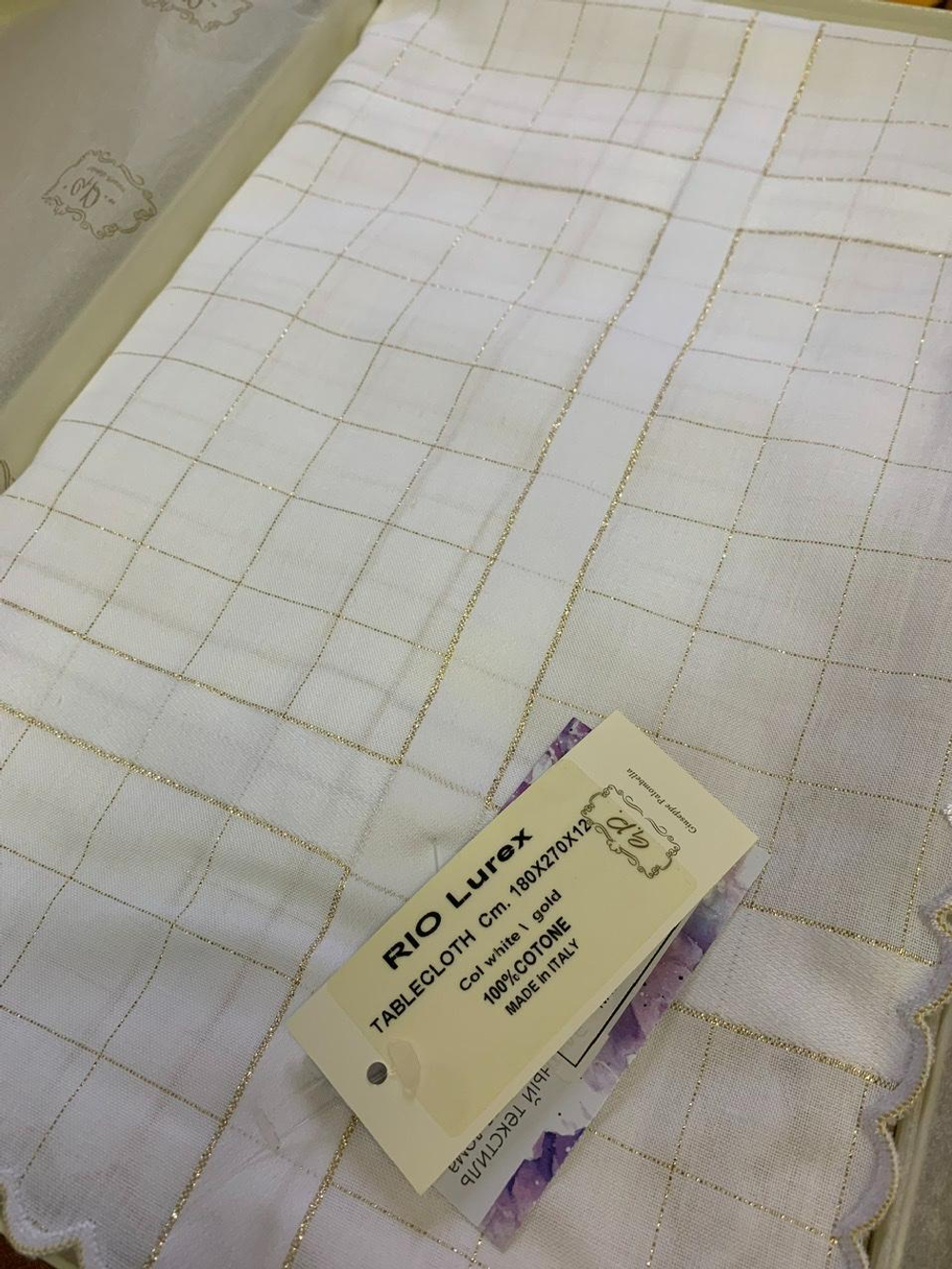 Скатерть 180x270 и 12 салфеток Palombella Rio Lurex белые