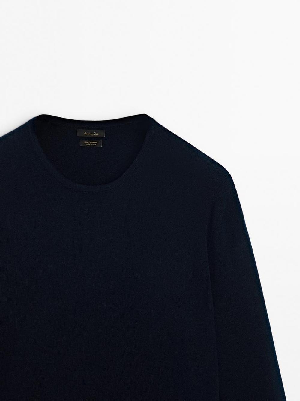 Massimo Dutti Кашемировый тонкий свитер, темно-синий