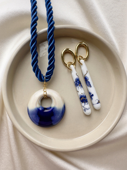 Серьги Гжель удлиненные