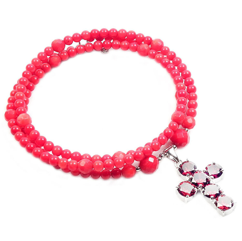 Браслет "Пружинка" коралл красный асс.