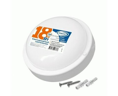 Светильник LED ЖКХ 18Вт, 6500К, 230В, круг белый, IP65