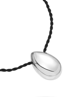 Подвеска крупный гладкий металл серебро, веревка