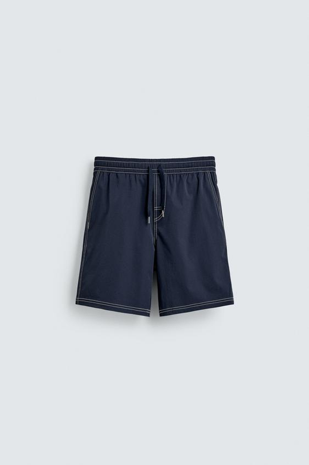 ZARA ДЛИННЫЕ ПЛАВКИ С КОНТРАСТНОЙ ОТСТРОЧКОЙ, МОРСКОЙ СИНИЙ