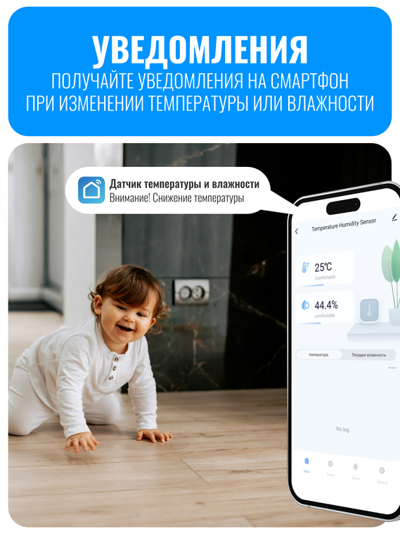 Умный Wi-Fi датчик температуры и влажности Smart Aura