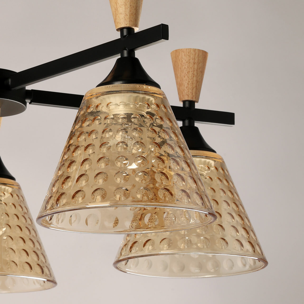 Люстра потолочная De City Dela, 5 ламп, 300Вт, 15 м2, черный