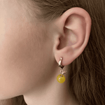 Ефимов Золотые серьги 585 пробы "Медовое яблочко" с натуральным янтарем