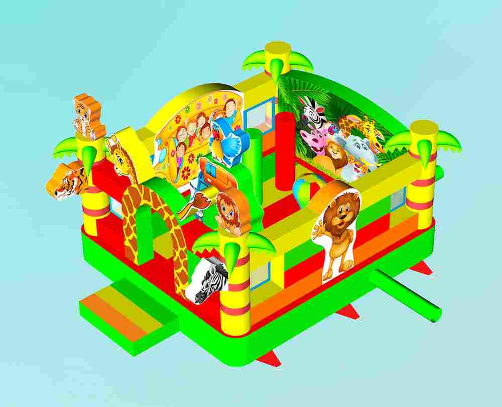 Коммерческий надувной батут «Сафари-экскурсия 3»,  4x3.5x2,5 м