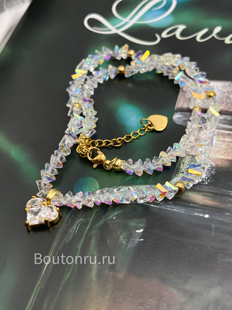 Колье-чокер хамелеон  с подвеской в форме сердца