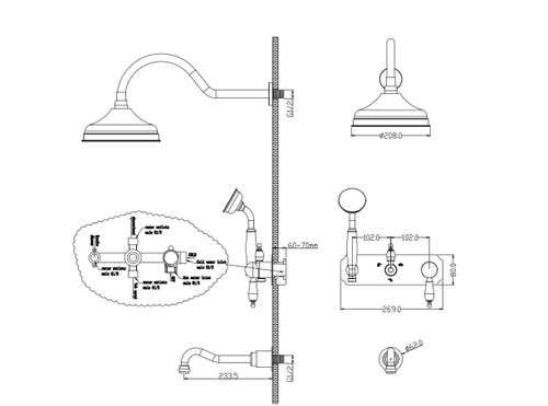 Boheme Смеситель для ванны, встроенный Tradizionale Cromo c черной керамикой