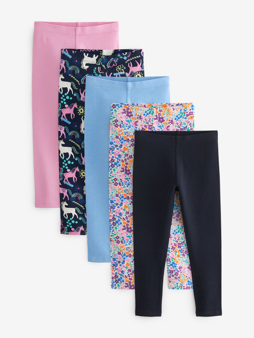 Легинсы для девочки Next K91-388, 5 шт., Розовый, Голубой, Синий