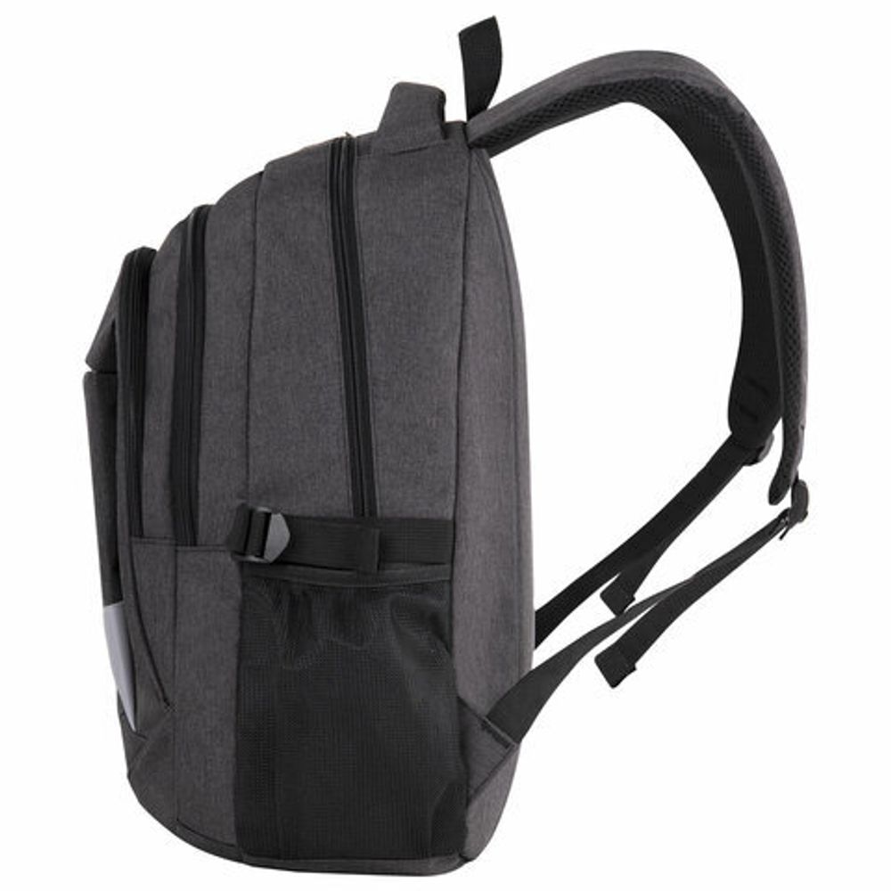 Рюкзак BRAUBERG универсальный, 3 отделения, темно-серый, 46х31х18 см, 270759