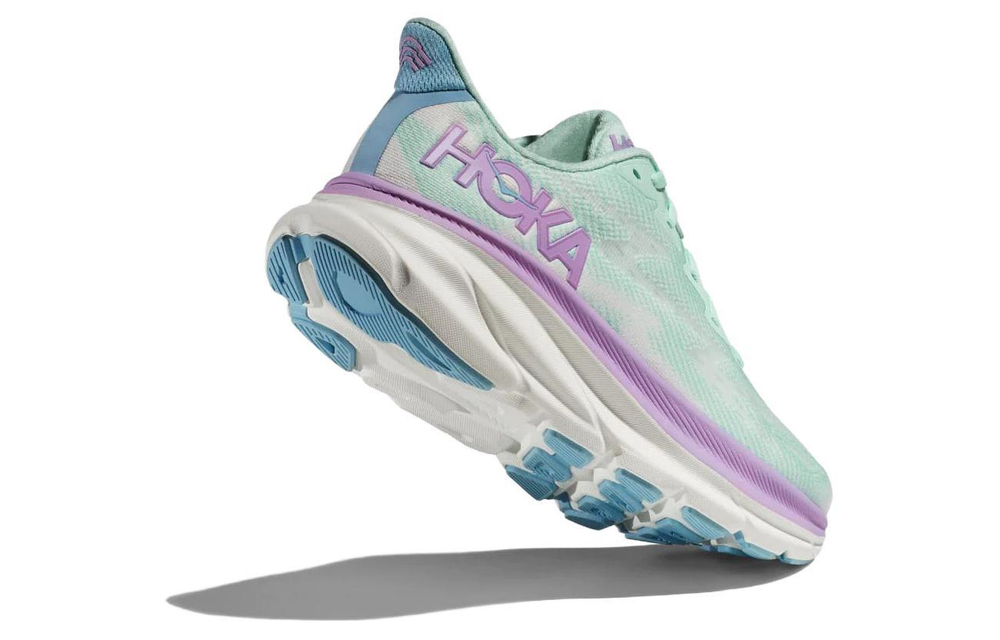 HOKA ONE ONE Cliffton 9 marathon breathable fabric non-slip wear-resistant low-top sprint running shoes women's bright sea blue mist purple