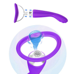 Фиолетовый вибратор с вакуумной чашей Alon - 22 см. (Цвет: фиолетовый)