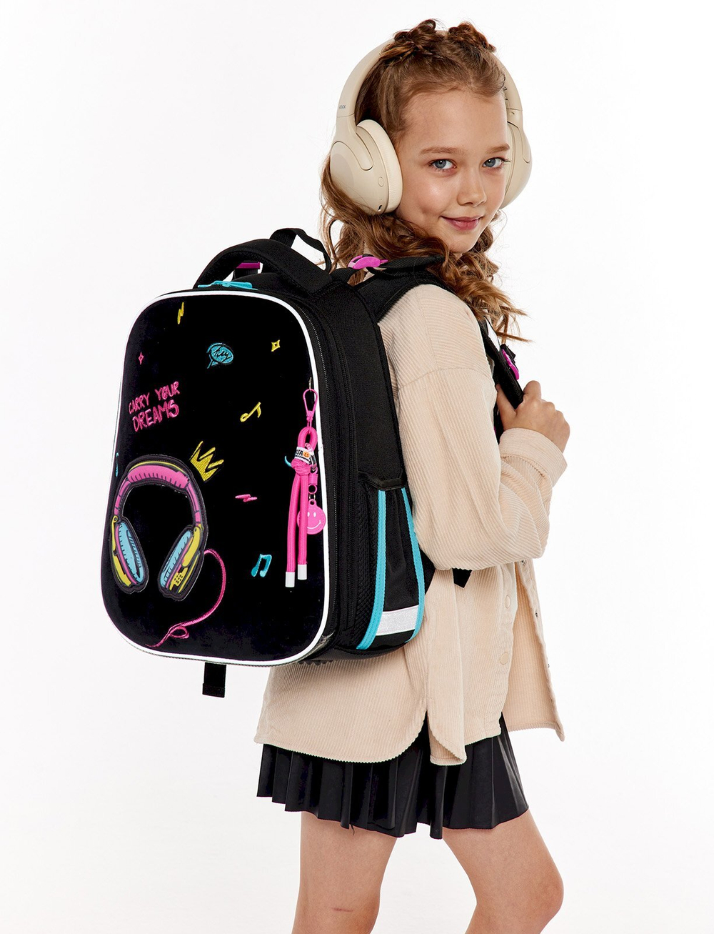 Ранец школьный ПандаРог Music Lover, 380х290х160 мм, 2 отделения, 2 кармана, анатомическая спинка