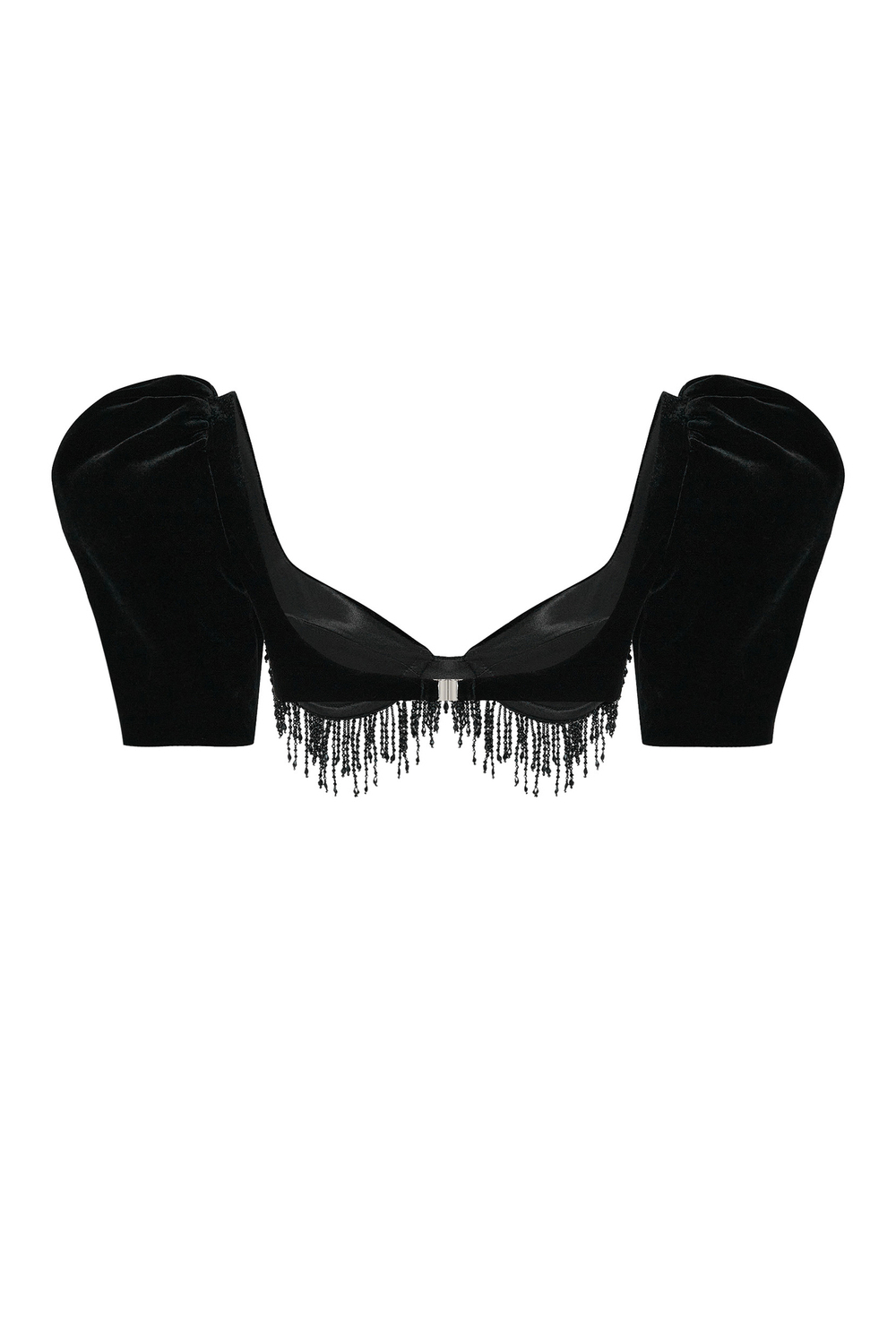 Топ укороченный из бархата с объемными рукавами