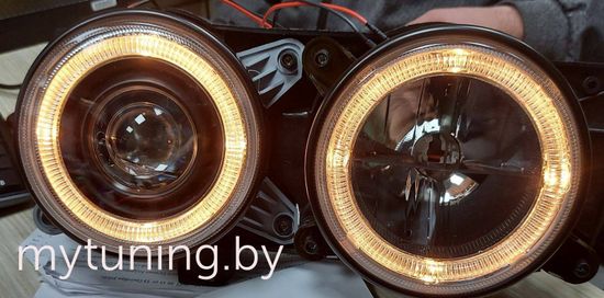 Передние фары ANGEL EYES BLACK для BMW 7 E32