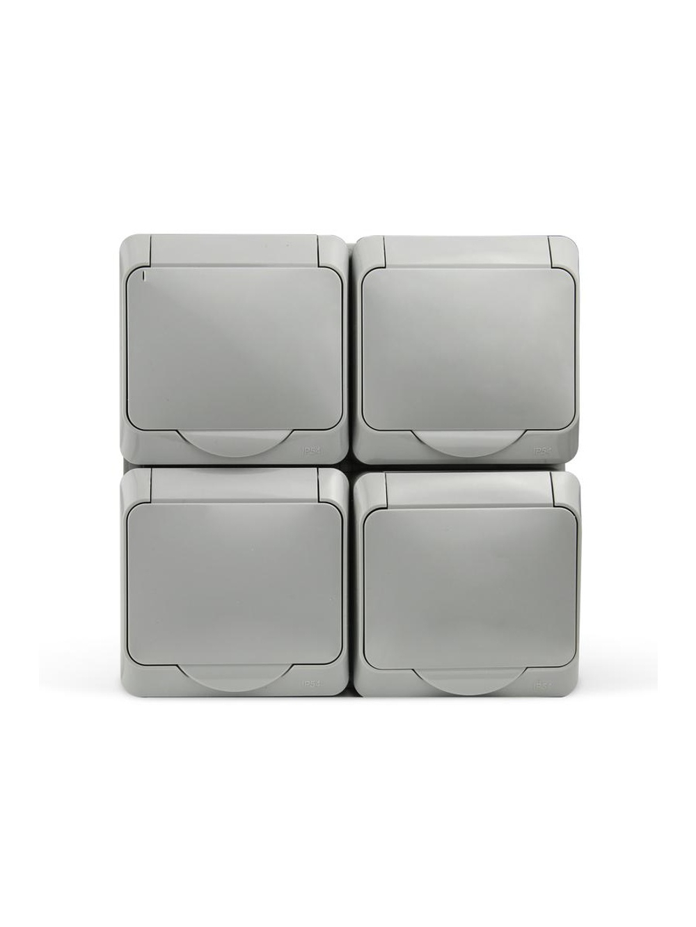 Розетка 4-м ОП Nix 16А IP54 250В с заземл. с крышкой сер. TOKOV ELECTRIC TKE-NX-R4Z-C06-IP54