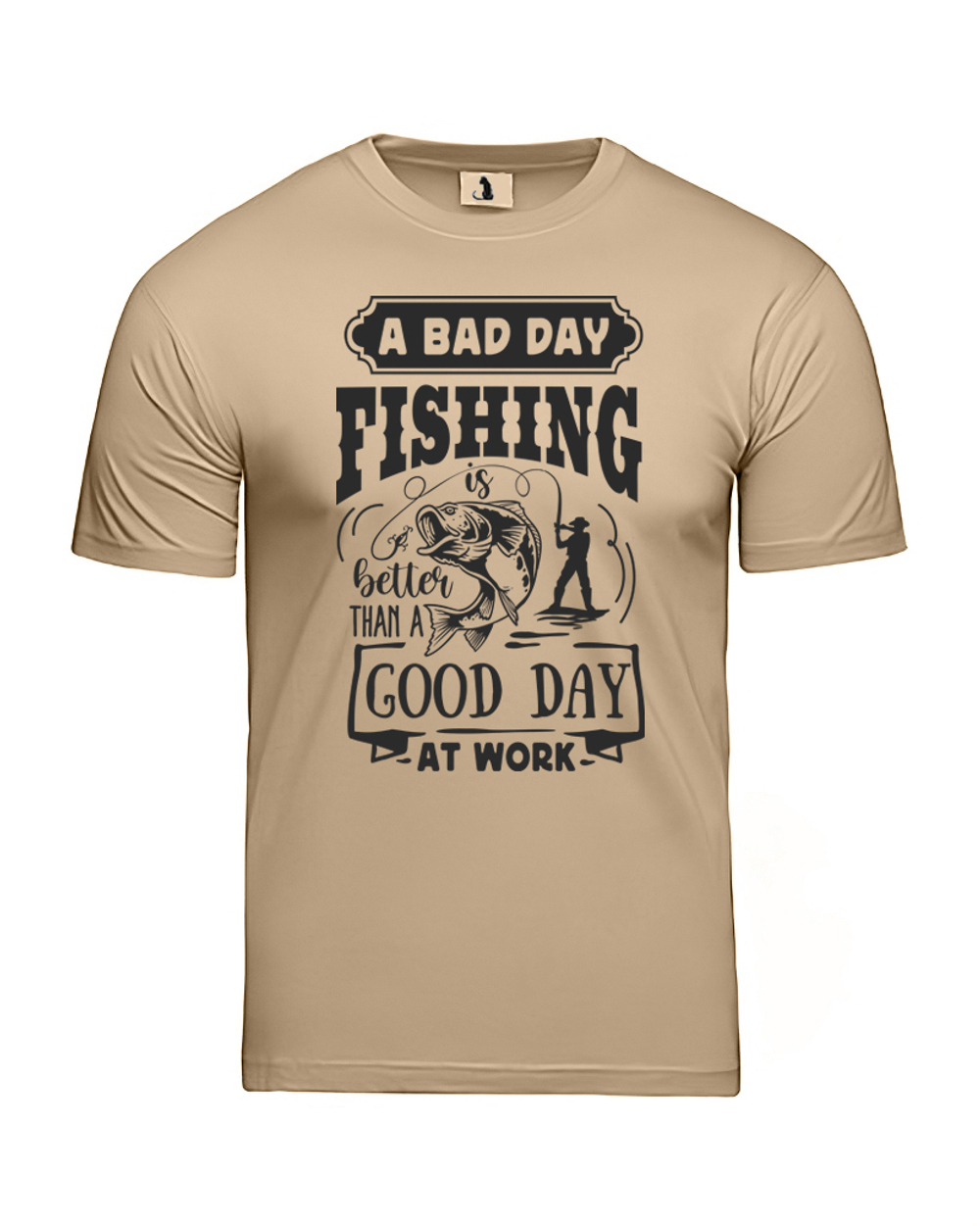 Футболка A bad day fishing прямая бежевая с черным рисунком