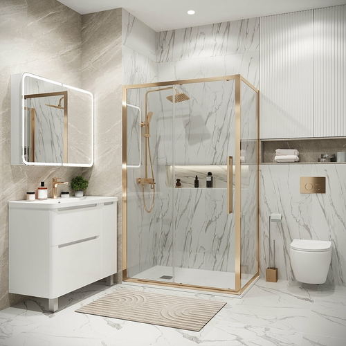 Душевая стенка Grossman Cosmo 80 200.K33.02.80.32.00 профиль Золото сатин стекло прозрачное