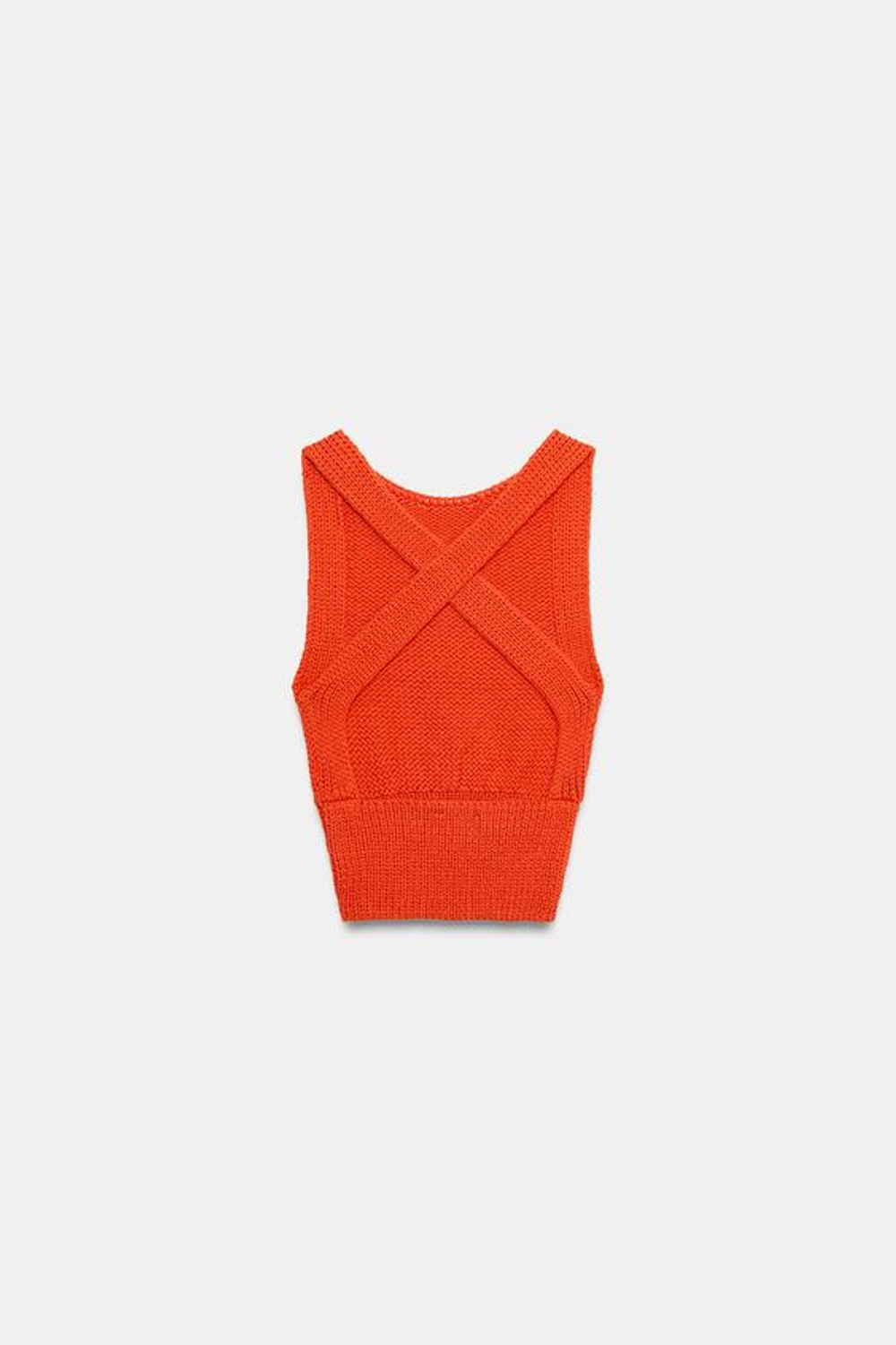 Трикотажный топ с перекрещивающимся вырезом на спине - ZARA