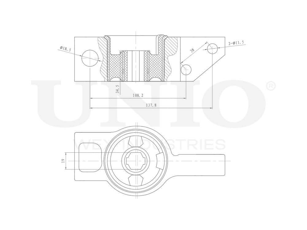 Сайлентблок правый переднего нижнего рычага UNIO RMP-20148