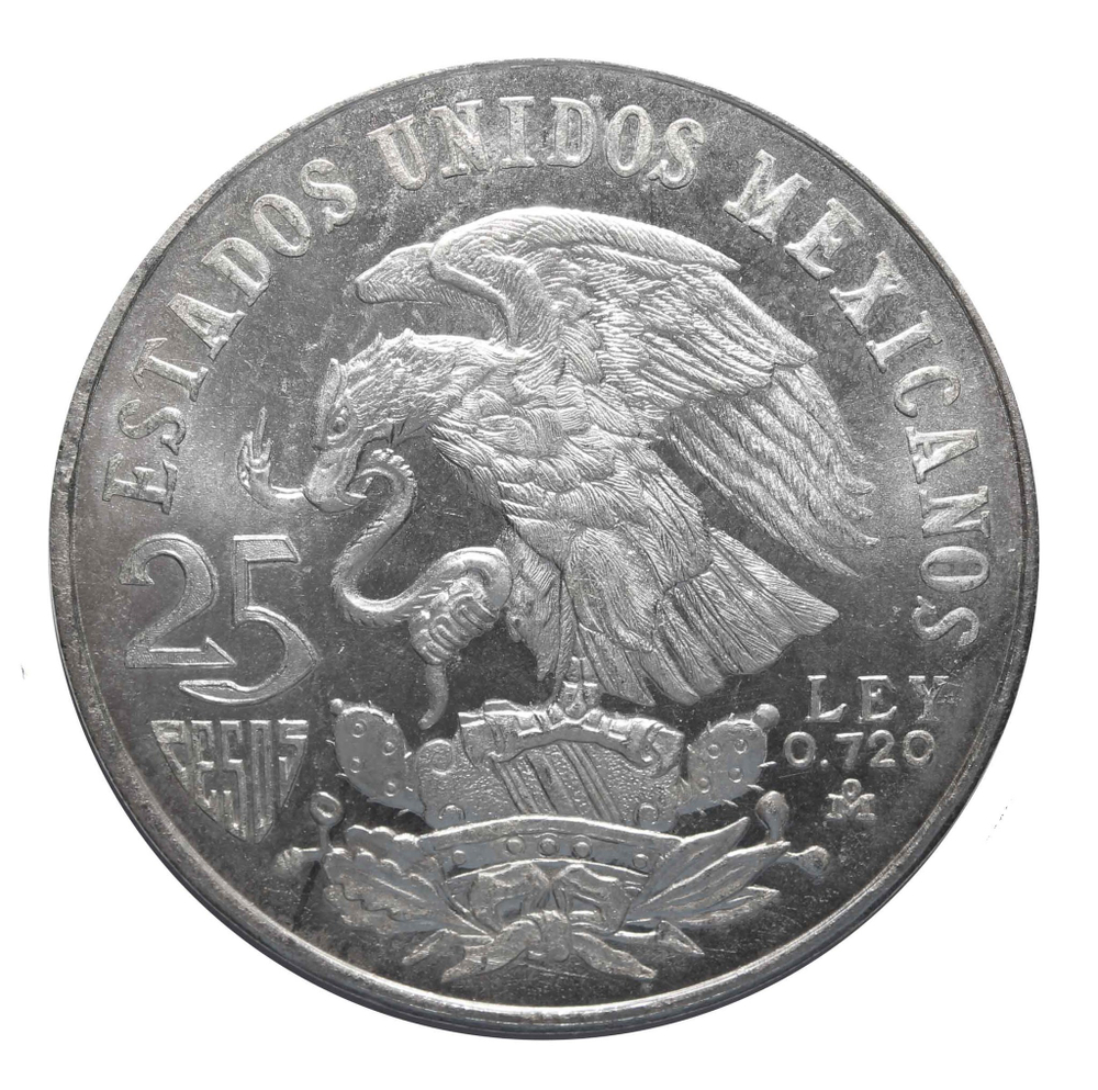 25 песо 1968 год XIX Олимпийские игры в Мехико, Мексика. Серебро. UNC