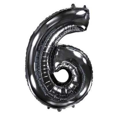 Шар фольга Цифра 6 Black Черный 102 см с гелием