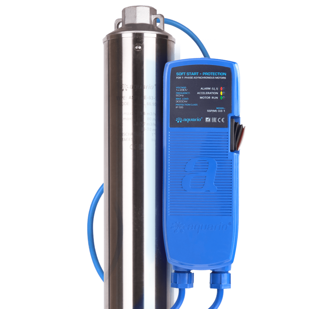 Насос погружной Aquario ASP1,8E-100-90(P) (1450Вт. нап.120м. пр.60л/мин. каб.100м.) с плавным пуском
