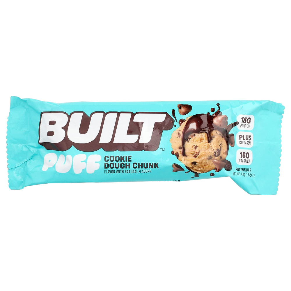 Built, Puff, протеиновые батончики, кусочки теста для печенья, 12 батончиков по 44 г (1,55 унции)