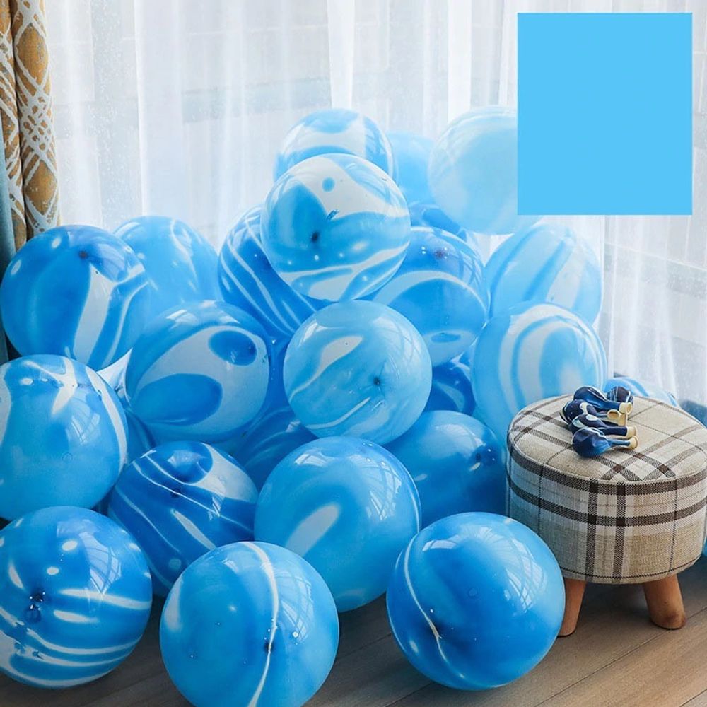 Шар Мрамор (12''/30 см) Голубой, агат, 50 шт.