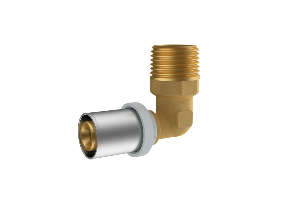 Угольник с наружной резьбой RIIFO Omni пресс латунь 90° 26-3/4"НР, уп 5 шт