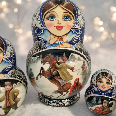 Матрешка 16см "Русская зима" 7 мест