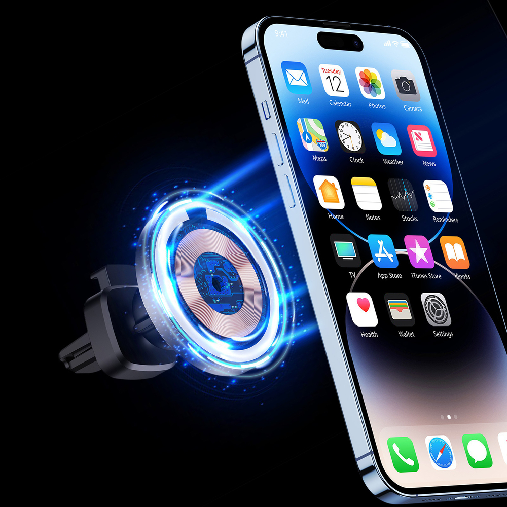 Магнитное беспроводное автомобильное зарядное устройство V2 Wireless Car Charger 15W, Duzzona