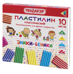 Пластилин классический 10цв. 200г. "Эники-Беники" со стеком, коробка (ПИФАГОР)