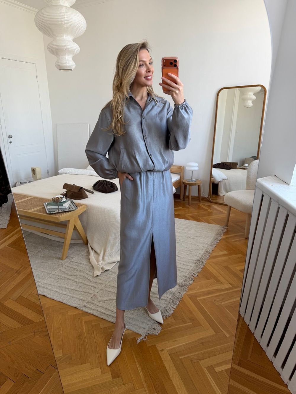 Юбка макси серая вискоза