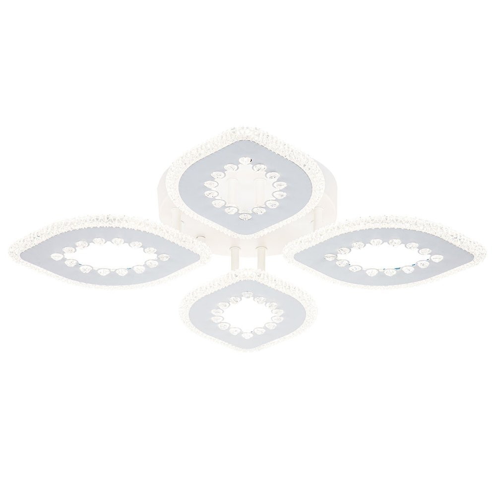 Светодиодный светильник 72Вт, 6748Лм, 3300К-6500К,Ra>80, ИК-пульт, плавная регулировка мощности, изменение цветовой температуры, ночник, металл/акрил, белый