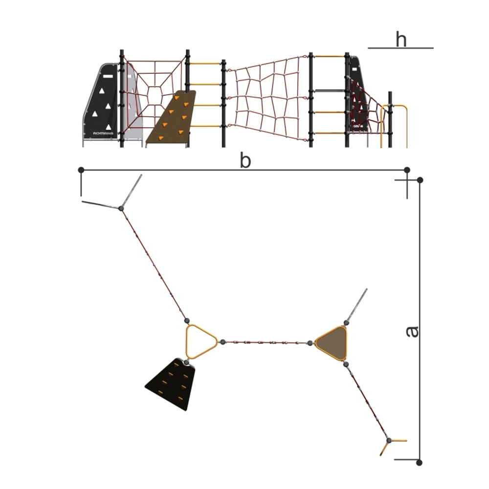 Детский спортивный комплекс с канатными лазами Серия треугольник Romana 401.33.00