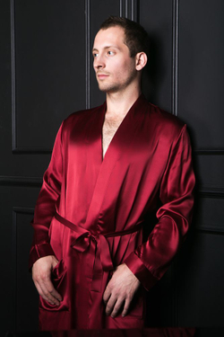 Халат шелковый мужской Luxe Dream винный