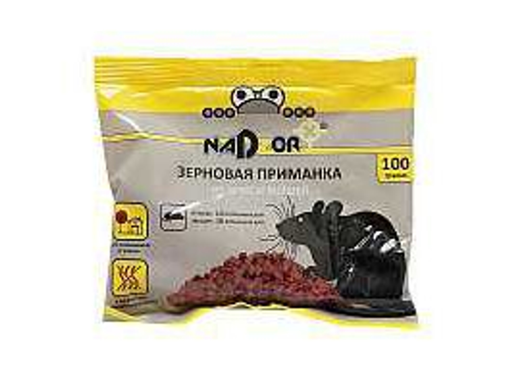 Приманка зерновая NADZOR от мышей и крыс 100г (50шт/уп)