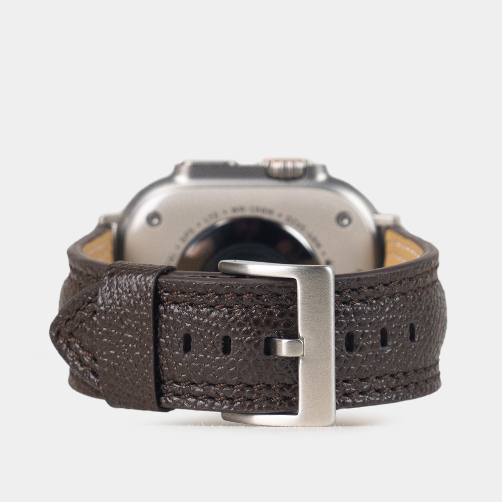 Ремешок для Apple Watch Ultra 49mm из кожи сафьяно, темно-коричневого цвета