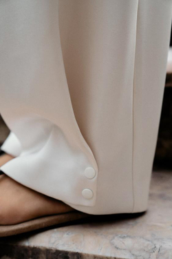 ZARA БРЮКИ BARREL ИЗ АТЛАСА, ЭКРЮ