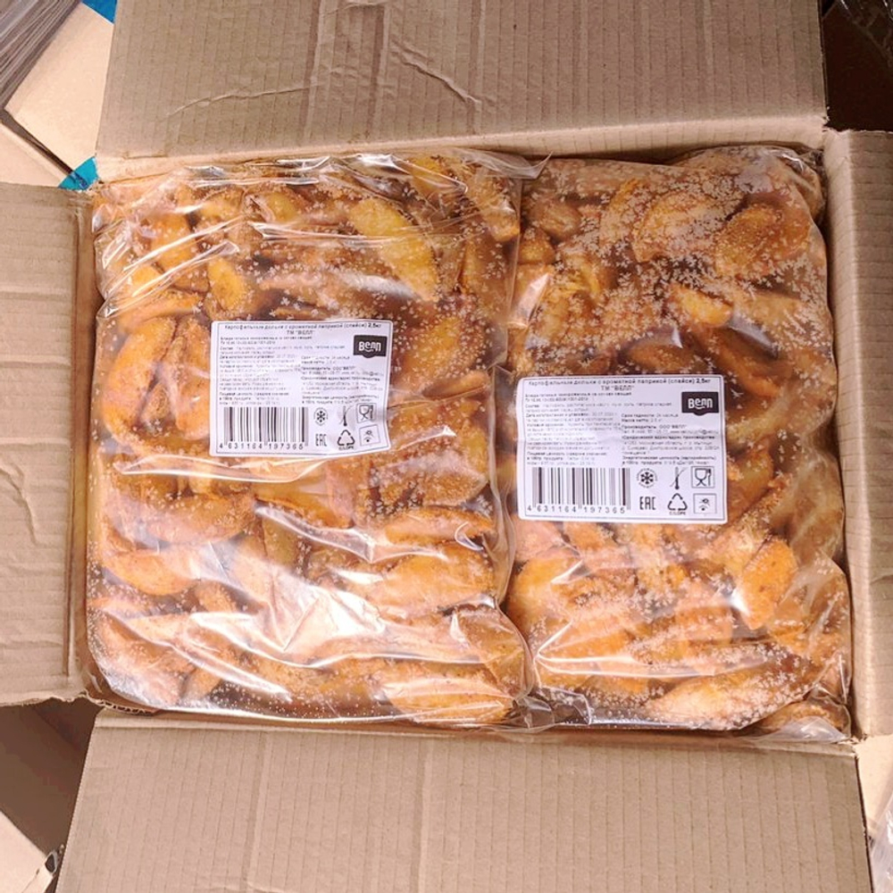 Картофельные дольки со специями замороженные / Коробка 12.5кг