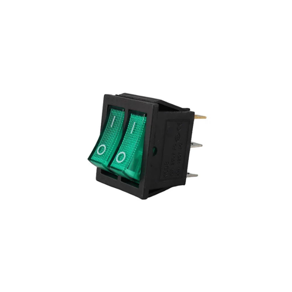 Переключатель ON/OFF двойной 6-pin 16A-250В RWB-511 Зеленый/Зеленый