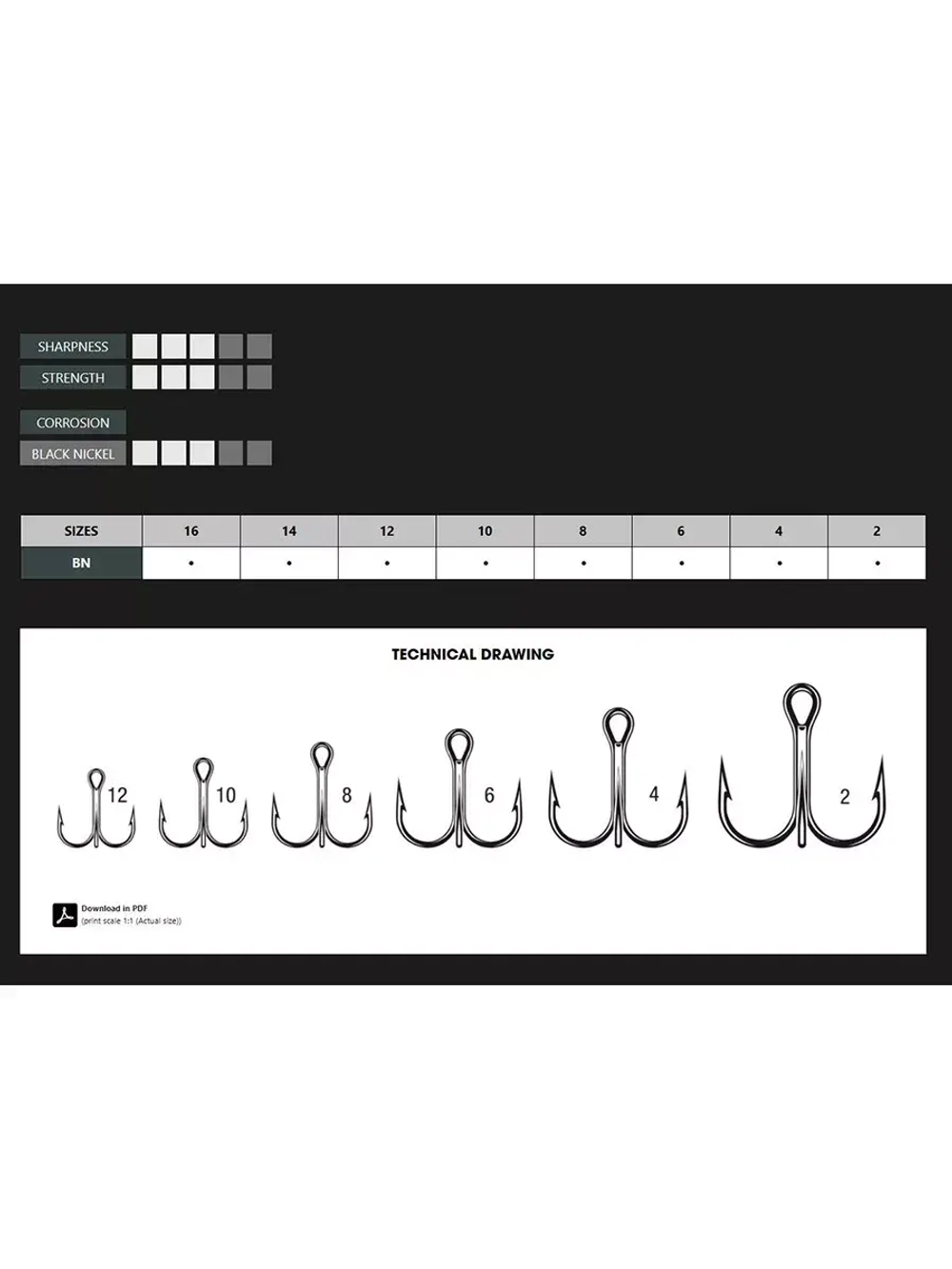Крючки для рыбалки (тройник) VMC 9651 BN (черный никель)