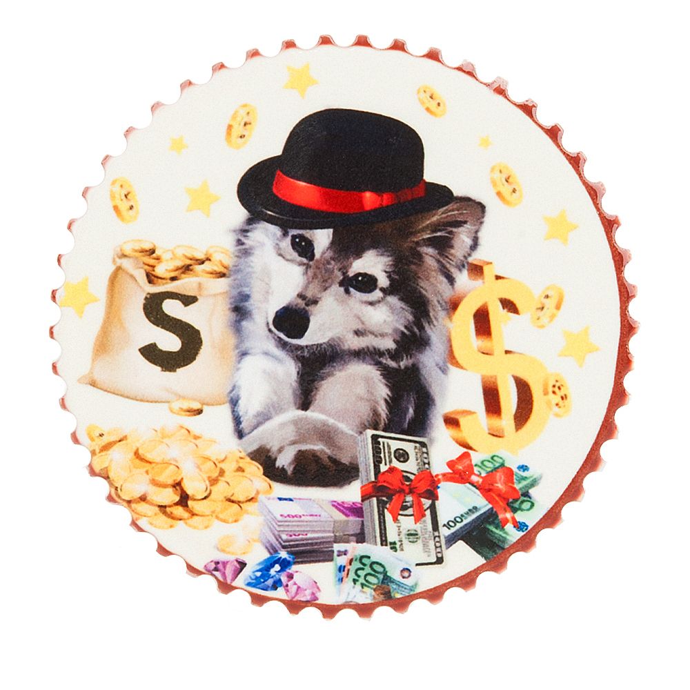 Фигурка декоративная (магнит) "Собачка-королева" d=7см. и=0,5см. (6видов) (min12)