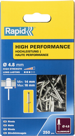 RAPID R:High-performance-rivet, 4.8 х 20 мм, 250 шт, алюминиевая высокопроизводительная заклепка (5001439)