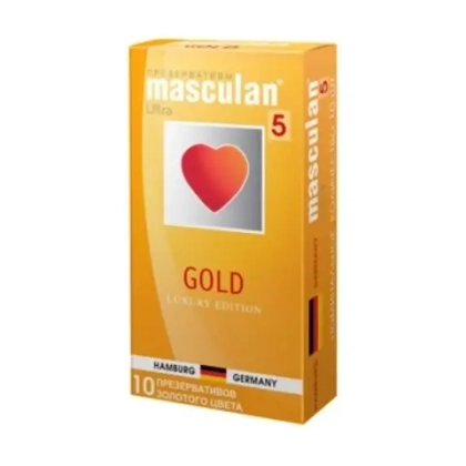Презервативы "Masculan, 5 Ultra Gold", золотого цвета, 10 шт.